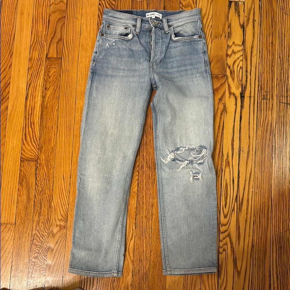 Re Done Distressed Blue Jeans